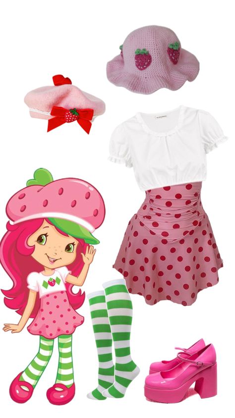 halloween costume Strawberry Shortcake Halloween Costume, Red Hair Halloween Costumes, Cake Costume, Strawberry Shortcake Outfits, Cartoon Halloween Costumes, Strawberry Shortcake Costume, Strawberry Costume, Halloween Costumes Diy Couples, Classy Halloween Costumes