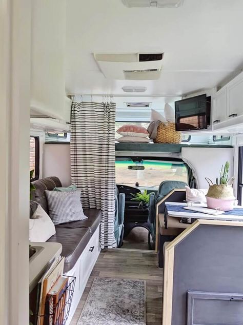 Class A Rv Renovation Ideas, Class C Rv Renovation, Class C Motorhome Makeover, Class C Renovation, Class C Rv Over Cab Storage Ideas, Class C Rv Decorating Ideas, Class A Remodel, Class C Rv Remodel Before And After, Class C Motorhome Remodel