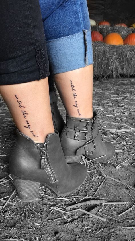 Harry Potter Tattoos Ankle, Bestie Harry Potter Tattoos, Brother Sister Tattoo Harry Potter, Harry Potter Tattoos Until The Very End, Harry Potter Tattoos Best Friends, Harry Potter Duo Tattoos, Bff Harry Potter Tattoos, Friendship Tattoos Harry Potter, Sister Harry Potter Tattoos