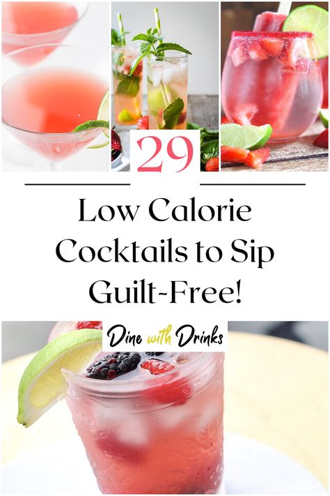 Collage of 4 low calorie cocktails. Low Calorie Cocktails Recipes, Low Calorie Alcoholic Drinks, Cocktails In A Can, Healthy Cocktail Recipes, Denver Food, Low Calorie Cocktails, Keto Cocktails, Healthy Cocktails, Low Calorie Drinks