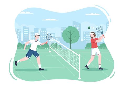 Tennis Cartoon, Tennis Illustration, Badminton Court, Tennis Match, Play Tennis, Tennis Player, Tennis Players, Cartoon Illustration, Drawing People