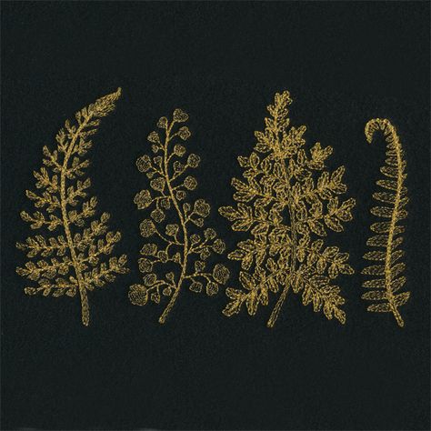 Fern Cross Stitch, Fern Embroidery, Fantasy Embroidery, Embroider Ideas, Urban Threads, Basic Embroidery Stitches, Baby Lock, Sewing Embroidery Designs, Applique Embroidery Designs