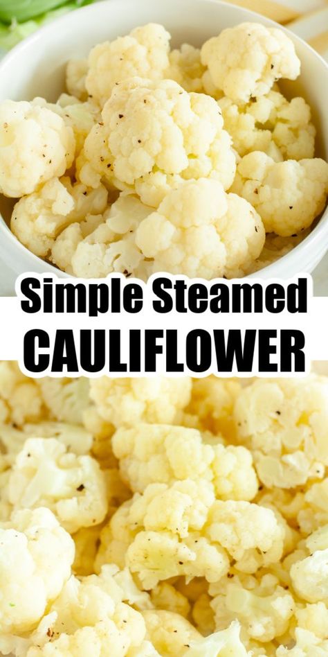 Steamed cauliflower in a bowl. Microwave Chicken Recipes, Microwave Cauliflower, Pressure Cooker Recipes Chicken, Veggie Side Dish Recipes, Steamed Cauliflower, Cauliflower Dishes, Healthy Vegetable Recipes, Healthy Side Dish, Butter Chicken Recipe