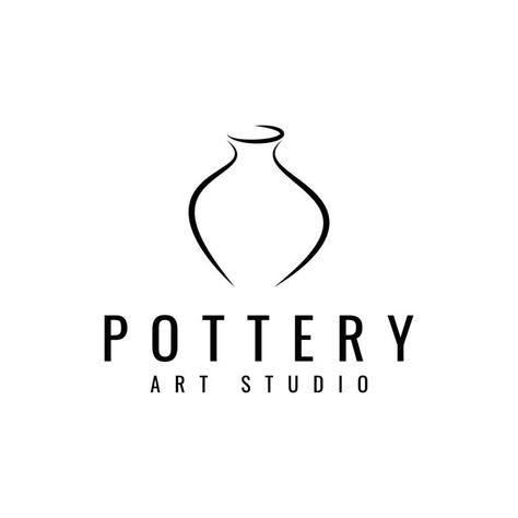 Pottery Graphic Design, Pottery Logo Design Ideas, Pottery Logos, Pottery Icon, Handicraft Logo, Pottery Logo Design, Vase Logo, Art Studio Logo, Ceramic Logo