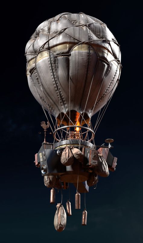 ArtStation - Vulturing Balloon, Bohdan Lvov Hot Air Balloons Art, Steampunk Airship, Small Canvas Art, Balloon Design, Steampunk Art, Balloon Art, Small Canvas, Dieselpunk, Hot Air Balloon