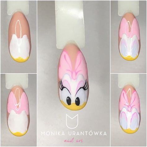 Animal Nail Designs, Daisy Nail Art, Disney Acrylic Nails, Mickey Nails, Animal Nail Art, Nail Drawing, Daisy Nails, Nail Art Disney, Animal Nails