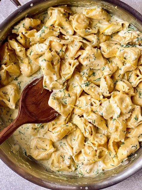 Creamy Lemon-Dill Tortellini (One-Pan) | The Kitchn Lemon Tortellini, Pasta Receipes, Pasta Entrees, Easy Family Dinner Recipes, Cheesy Tortellini, Lemon Dill Sauce, Yummy Pasta, Quick And Easy Dinner Recipes, Easy Family Dinner