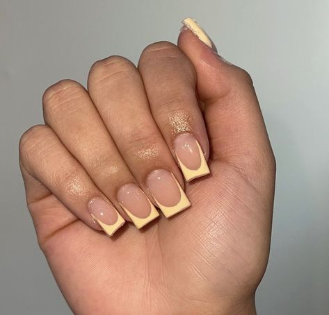 Acrylic Nails Yellow, Gel Nails Ideas, Yellow French, Yellow Nails Design, Nails Yellow, Work Nails, French Tip Acrylic Nails, Short Square Acrylic Nails, Short Nail