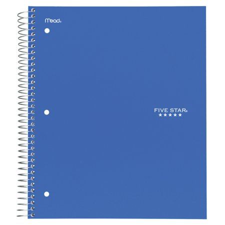 Five Star Wirebound Wide Ruled Notebook 3 Subject - Five Star Notebooks, Blue Star Notebook, Five Star Notebook, Wide Ruled Notebook, Ink Bleed, Page Dividers, College Supplies, High School Survival, Education Organization, Ruled Notebook