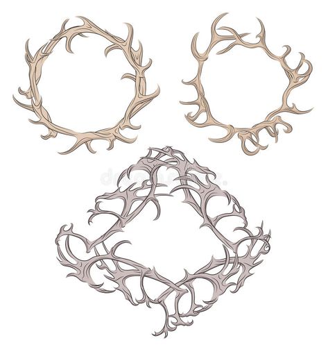 Set of different frame of deer antlers. Vector element for your design stock illustration Antler Illustration, Deer Drawing, Antler Design, Deer Horn, Diy Stamp, Harvest Moon, Co Design, Deer Antlers, Neck Tattoo