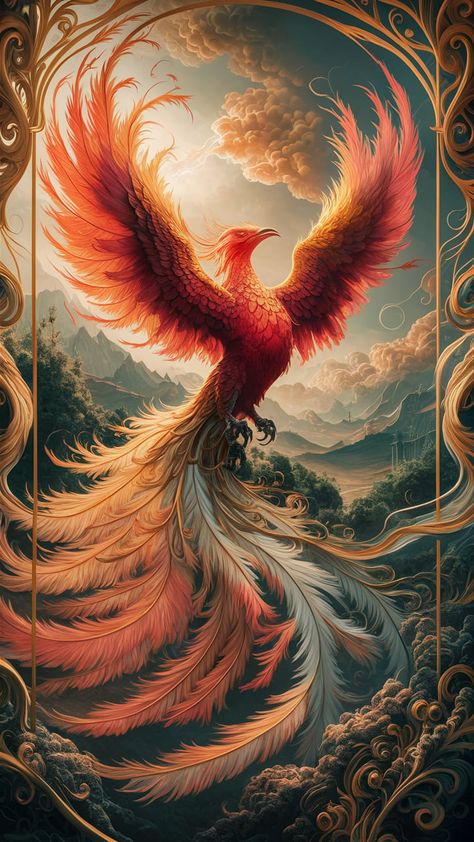 Phoenix Artwork Paintings, Pheonix Aestethic Wallpaper, Real Phoenix Bird, Phoenix Rising From Ashes, Phoenix Mythology, Flying Phoenix Tattoo, Most Beautiful Tattoos, Phoenix And Dragon, Phoenix Bird Art