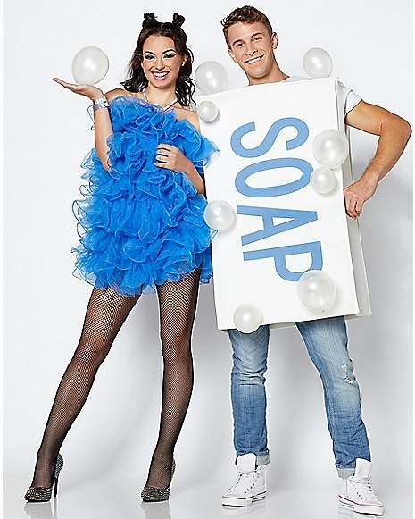 Fake Bubbles, Soap Costume, Loofah Costume, Funny Couple Costumes, Unique Couple Halloween Costumes, Classy Halloween Costumes, Couples Costume, Duo Halloween Costumes, Holiday Leggings