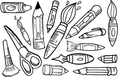 Doodle Art Supplies Set stock photos - FreeImages.com Banner Doodle, Calligraphy Doodles, Create This Book, Graphisches Design, Doodle Inspiration, Healthy Meals Recipes, Lettering Alphabet Fonts, Crayon Art, Meals Recipes