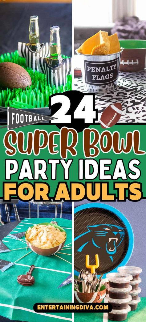 Super Bowl Party Ideas For Adults | Super Bowl Party Super Bowl Drinks, Superbowl Party Appetizers, Super Bowl Party Ideas, Snack Stadium, Superbowl Party Games, Superbowl Party Decorations, Super Bowl Decorations, Party Ideas For Adults, Nacho Bar