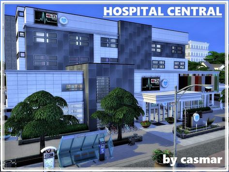 Sims 4 — Hospital Central by casmar — Finally finished! The largest hospital ever built for the Sims! Fully playable! Sims 4 Restaurant, Lotes The Sims 4, Sims 4 Stories, The Sims 4 Lots, Sims 4 Tsr, Sims 4 House Building, Tumblr Sims 4, Sims 4 Cc Folder, Casas The Sims 4