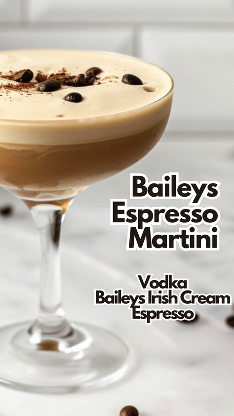 Baileys Espresso Martini Chocolate Martini Recipe With Baileys, Espresso Martini Recipe Baileys, Martini Variations, Espresso Cocktails, Baileys Espresso, Baileys Recipes Drinks, Chocolate Cocktail Recipes, Beer Mixed Drinks, Baileys Irish Cream Coffee