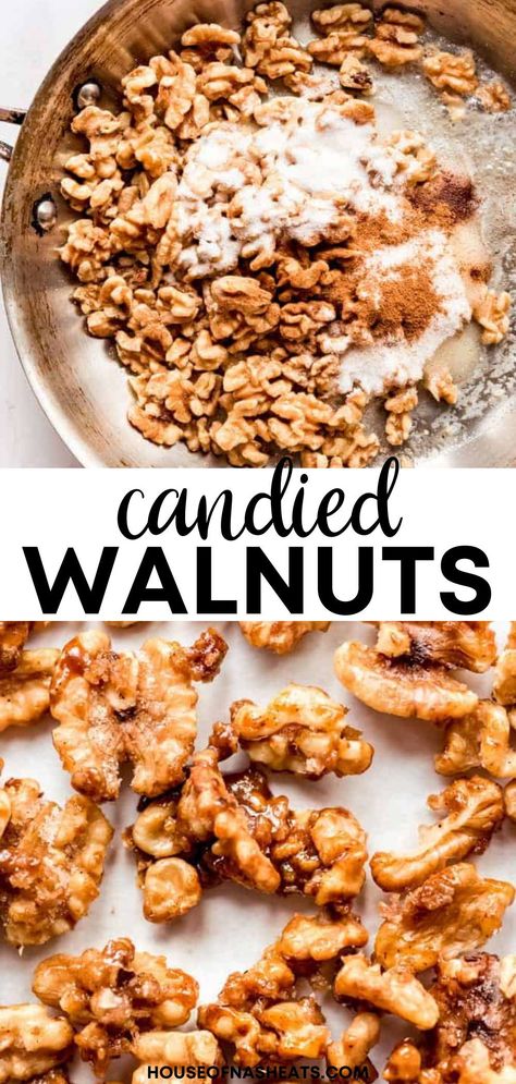 Sugared Walnuts For Salad, How To Candy Walnuts For Salad, Candied Walnuts Easy Crockpot, Carmelized Walnuts Recipe, Quick Candied Walnut Recipe, Walnuts Desserts Easy Recipes, Candied Walnuts Easy Stovetop, Sweet Walnuts Recipe, 5 Minute Candied Walnuts 12 Tomatoes