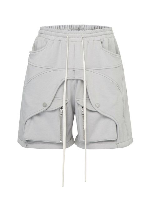 The Modern Multi-Layered Zipper Pocket Shorts are a perfect blend of avant-garde style and expert craftsmanship. These slightly oversized shorts feature a unique multi-layered design with deconstructed patchwork, offering a contemporary and edgy look. The front is equipped with two large pockets adorned with decorative zippers, providing both style and functionality. The elastic waistband with adjustable drawstring ensures a comfortable and customizable fit. Crafted from premium 100% cotton fabr Unique Shorts Design, Pockets Fashion Details, Pocket Design Fashion, Oversized Shorts, Shorts Design, Burberry T Shirt, Unique Pockets, Collar T Shirt, Pocket Shorts