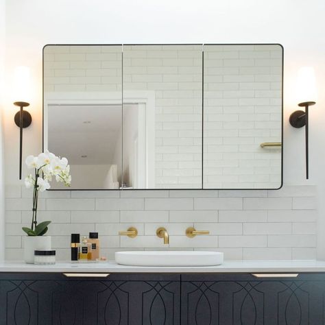 Looking for a large mirror for your bathroom renovation? The Timberline Sutherland House Shaving Cabinet by Shaynna Blaze is beautifully designed with ample storage space inside. A mirror bathroom cabinet is the perfect blend of design and function, allowing you to hide bathroom clutter whilst providing your space with a beautiful mirror. Bathroom Shaving Cabinet, Large Mirrored Bathroom Cabinet, Bathroom Shaving Cabinet Ideas, Bathroom Cabinet Mirror Ideas, Mirrored Shaving Cabinets, Large Bathroom Mirror With Storage, Mirrored Bathroom Cabinets, Bathroom Mirror Storage Cabinet, Mirror With Storage Bathroom