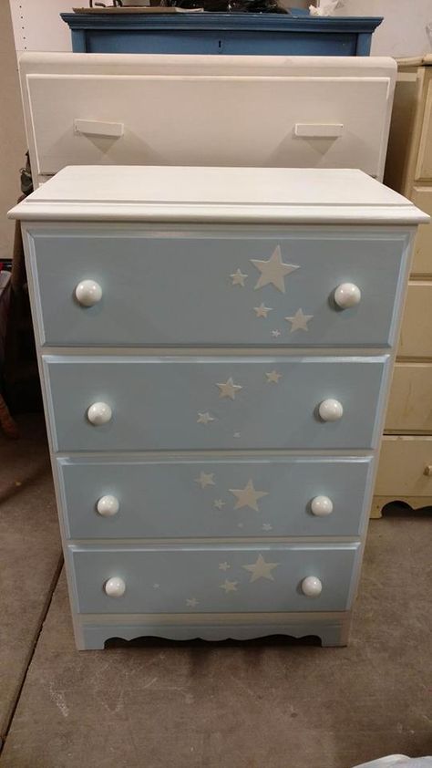 Star Dresser, Antique Furniture Makeover, Hand Painted Dressers, Baby Room Inspiration, Painted Dresser, Dresser Makeover, Furniture Painting, Paint Furniture, Love Painting