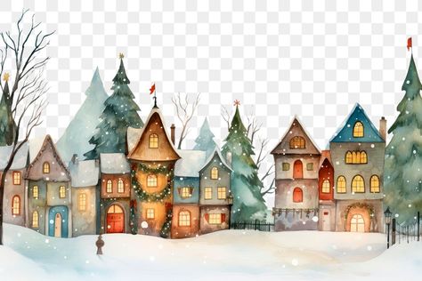 Christmas Village Background, Border Transparent, Village Drawing, Village Christmas, Christmas Border, Winter Village, Christmas Villages, Backgrounds Free, Christmas Village