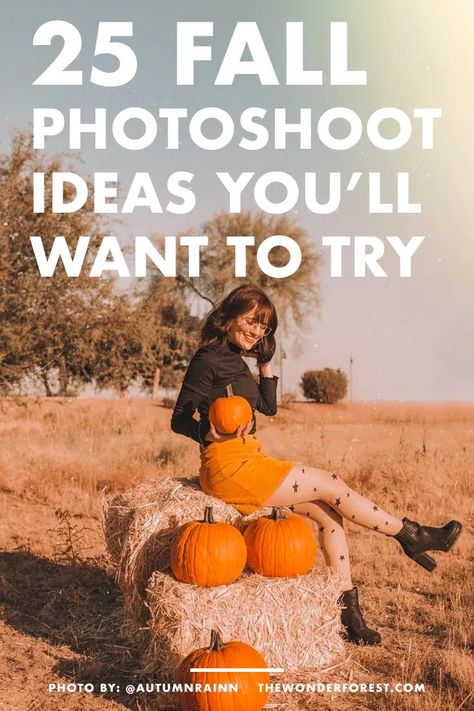 25 Fall Photoshoot Ideas You'll Want To Try Fall Photoshoot Props Mini Sessions, Thanksgiving Photoshoot Ideas, Fall Photoshoot Ideas, Wonder Forest, Photography Studio Design, Fall Pics, Fall Mini Sessions, Outdoor Pictures, Farm Photo