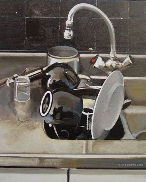 Alain Pontecorvo (Simple but the light and very neutral and mundane colours make it interesting) Advanced Higher Art, Art Alevel, Everyday Art, Dirty Dishes, Gcse Art, A Level Art, High Art, Everyday Objects, Professional Artist