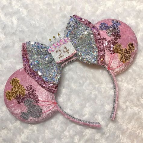 SewnByFairies 🧚🏻‍♂️ on Instagram: “More Birthday ears! Super sparkly holo bow on these ones! 🎂 . #Disney #sewnbyfairies #disneybound #disneyland #disneyworld #minniemouse…” 21st Birthday Mickey Ears, Birthday Ears Disney, Disney Ears Birthday, 21st Birthday Disney, Disney Birthday Ears, Diy Disney Ears, Saving Strategies, Diy Disney, Birthday Disney