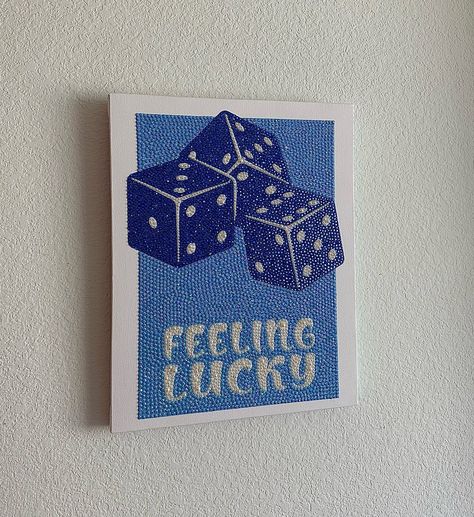 Blue feeling lucky kit is available on my website🦋💙 Feeling Lucky Painting, Painting With Diamonds, Diamond Painting Aesthetic, Gem Art On Canvas, Diamond Painting Canvas, Gem Canvas Art, Blue Diamond Art, Glitter Art Painting, Sparkle Painting