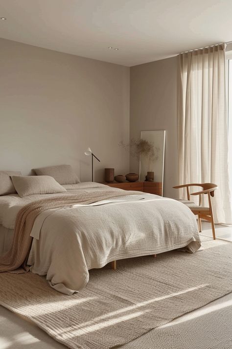 Retro Minimalist Bedroom, Simple Aesthetic Bedroom, Simple Bedroom Ideas Indian, Bedroom Inspo Minimalist, Bedroom Minimalist Modern, Modern Bed Linen, Minimalism Bedroom, Mid Century Modern Bedroom Design, Bedroom Minimal