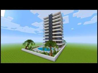 Minecraft: How To Build a Modern Hotel | PART 1 - YouTube Minecraft Hotels Ideas, Minecraft Hotel, Modern Lobby, Minecraft Tutorials, Minecraft House Plans, Minecraft Modern, Minecraft City, Hotel Building, Minecraft House