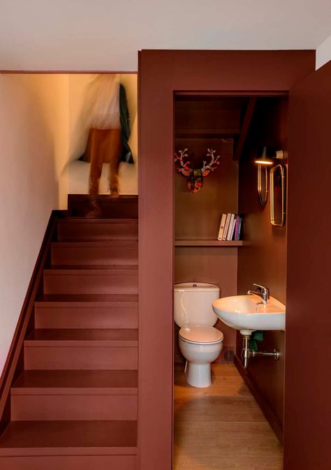 Bathroom Storage Ideas Inspiration Small Rustic Bathroom Ideas, Small Rustic Bathroom, Space Under Stairs, Bathroom Layout Ideas, Small Downstairs Toilet, Bathroom Under Stairs, Stairway Design, التصميم الخارجي للمنزل, Home Stairs Design