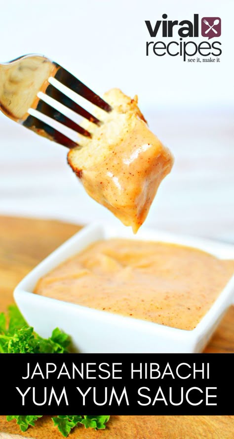 Japanese Steakhouse sauce, also known as yum yum sauce, is aptly named for its delicious creamy and sweet flavor that will make you say YUM! Undoubtedly, this authentic version recipe you would find in a Japanese Hibachi restaurant brings bright, bold flavors to chicken, steak, and veggies. #yumyumsauce #condiments @EasyViralRecipes Japanese Steakhouse Sauce, The Best Yum Yum Sauce, Samurai Sauce Recipe, Yellow Sauce Japanese Recipe, The Original Japanese Bbq Sauce Recipes, Keto Yum Yum Sauce, Habatchi Sauce Recipes, Ginger Sauce Hibachi Copycat Recipes, Creamy Teriyaki Sauce