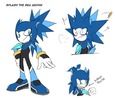 Splash the Sea Urchin by Drawloverlala.deviantart.com on @DeviantArt How To Draw Sonic, Sonic Oc, Sonic Funny, Sonic Fan Characters, Sonic Franchise, Sonic Adventure, Shadow Art, Sonic Fan Art, Sonic Boom