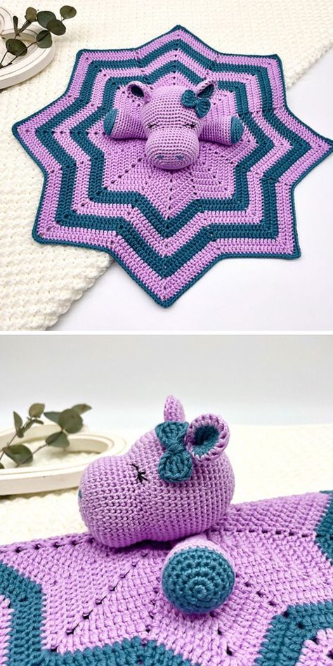 On look at this hippo snuggly toy and we are already getting sleepy. The halp security blanket, half crochet toy is an ultimate bedtime companion. The cuddly little Happy the Hippo Lovey will become a crucial part of the nightime routine, that is for sure. The simple to follow crochet pattern will ensure you handcraft it easily. Experiment with colors to match the nursery decor. #freecrochetpattern #crochetpattern #crochetoy #crochetloveys Lovey Blanket Pattern, Security Blanket Crochet Pattern, Crochet Lovey Free Pattern, Crochet Projects To Sell, Crochet Security Blanket, Crochet Hippo, Lovey Pattern, Crochet Dog Patterns, Crochet Lovey