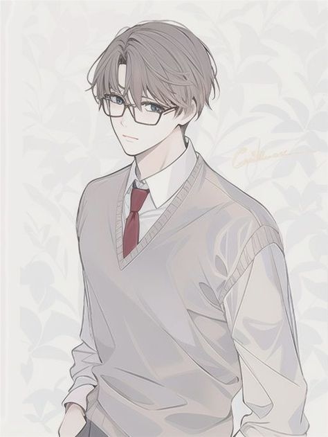 Anime School Uniform Boys, Anime Guy With Glasses Nerd, Anime Boys With Glasses, Anime Boy With Glasses Drawing, Anime Men With Glasses, Nerd Boy Drawing, Anime Nerd Boy, Hot Anime Guy With Glasses, Anime Teacher Guy