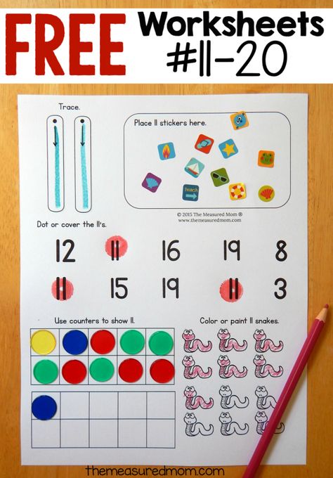 Free worksheets for numbers 11-20 The Measured Mom, Measured Mom, Prek Math, Math Number Sense, Numbers Kindergarten, Teaching Numbers, Numbers Preschool, Unit Studies, Smarty Pants