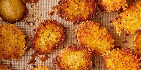 We made the viral parmesan-crusted roasted potato recipe from TikTok even better with an updated method for the crispiest potatoes. Parmesan Crusted Potatoes Oven Baked, Tiktok Potatoes, Crispy Parmesan Crusted Potatoes, Crusted Potatoes, Hoagie Sandwiches, Parmesan Crusted Potatoes, Parmesan Roasted Potatoes, Tiktok Recipes, Parmesan Potatoes