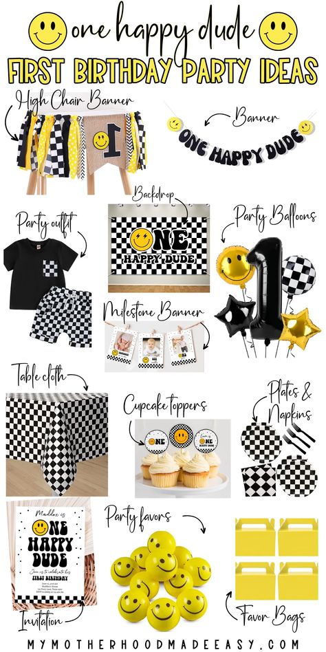 Cute First Bday Themes, Cheapest Food For A Party, One Happy Dude Diy Birthday, Two Cool Dude Birthday, Cool One Birthday Theme, Gorilla Tag Birthday Party Decorations, May 1st Birthday Ideas Boy, 1 Cool Dude Birthday, One Cool Dude Photoshoot