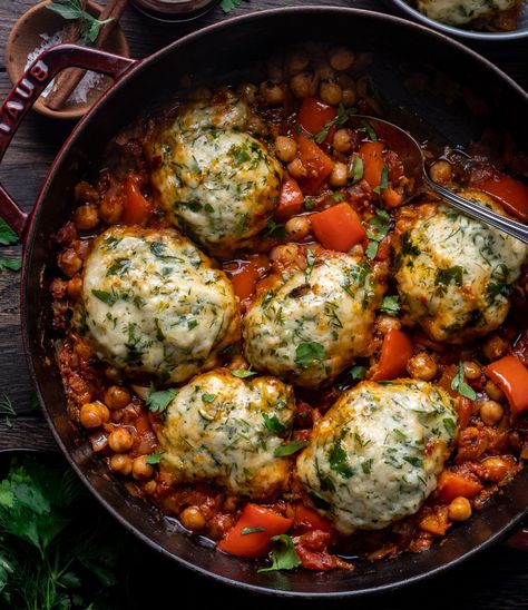 Zucchini Strata, Glazed Donut Holes, Dumpling Stew, Smoky Chili, Stew Vegan, Chickpea Stew, Vegan Nutrition, Fire Roasted Tomatoes, Chili Paste