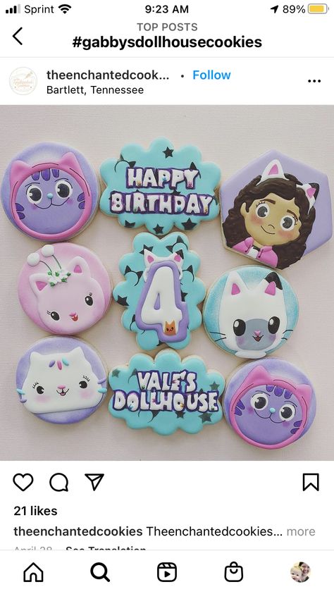 Gabbys Dollhouse Royal Icing Cookies, Gabbys Dollhouse Decorated Cookies, Gabby Cat Cookies, Gabby Dollhouse Cookies Decorated, Gabby Doll House Cookies, Gabby Dollhouse Cupcakes, Gabby Dollhouse Cookies, Gabbys Dollhouse Cake Ideas, Gabbys Dollhouse Birthday Party Ideas