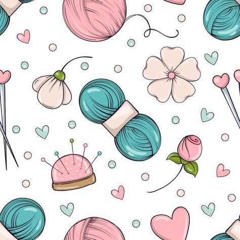 Seamless Knitting Patterns, Art Showcase, Seamless Knitting, Heart Shaped Frame, Old Sewing Machines, Doodle Style, Crochet Supplies, Wool Balls, Knitting Supplies