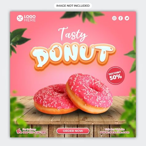 Donut Poster Design, Poster Donat, Food Product Poster, Donut Poster, Donut Banner, Donut Design, Banana Smoothie Bowl, Big Burgers, Food Promotion