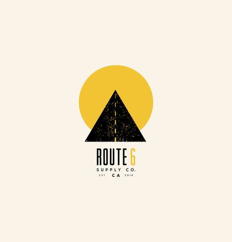 Route 6 Supply Co. logo by Chloe Cerami  Tags: sun, road, hipster, grain, yellow Road Graphic Design, Travel Logo Design Ideas, Yg Logo, Path Logo, Journey Logo, Road Logo, Resort Logo, Express Logo, Co Logo