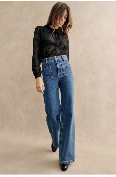 Sezane Outfits, Sezane Winter, Sezane Style, Sezane Clothing, Black Blouse Outfit, Sezane Outfit, Sezane Blouse, Classic Romantic Style, 2024 Wardrobe