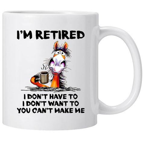 PRICES MAY VARY. ☕ FUNNY COFFEE MUG - The novelty coffee mug has "I'M RETIRED" on both sides which is funny yet aesthetic, perfect either for right or left handed users. ☕ PLENTY CAPACITY - Hold 12 oz of any delicious hot or cold beverage you like. Such as coffee, tea, juice, soda, hot chocolate, milk. This funny mug can be used in all seasons and different occasion, like parties, picnics, family reunion parties and other events. ☕ THOUGHTFUL DESIGN - Printed on both sides with lead-free inks, t Coffee Tumbler Design, Christmas Gifts For Family, Funny Elephant, Coffee Cup Art, Funny Gifts For Women, Coffee Mug Quotes, Funny Retirement Gifts, Tea Juice, Fun Cards