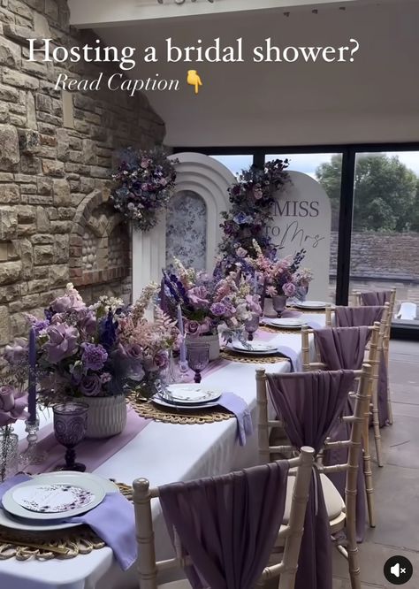 Rapunzel Wedding Theme, Bridgerton Tea Party, Cherry Blossom Wedding Theme, Sweets Table Wedding, Look Expensive On A Budget, Outdoor Tent Wedding, Wedding Table Setup, Purple Bridal Shower, Bridal Shower Inspo