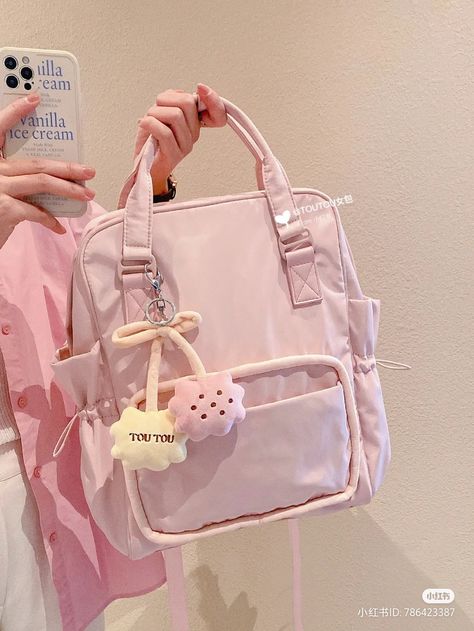 Pink School Bags, Kotak Bento, Korean Bags, Pastel Backpack, Stationery Haul, Pastel Bags, Korean Bag, Tas Mini, Cute School Bags