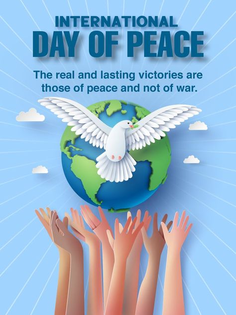 Each year the International Day of Peace is observed around the world on 21 September. The day is devoted to strengthening the ideals of peace, through observing 24 hours of non-violence and cease-fire. Hopefully with this day, the world can finally learn what peace really means. Let’s celebrate together and send this ecard to everyone. World Peace Day, Peace Day, Day Of Peace, Peace Poster, International Day Of Peace, Birthday Reminder, Birthday Calendar, How He Loves Us, Planet Of The Apes