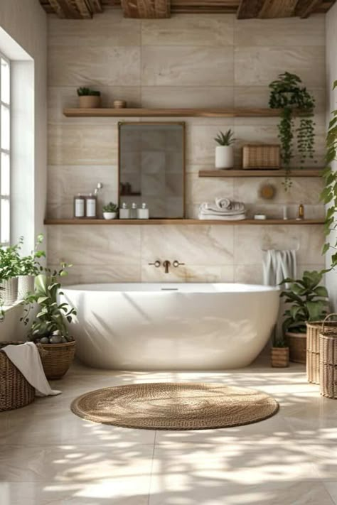 Bathroom inspiration. Earthy Modern Bathroom, Earthy Bathroom Ideas Natural, Organic House Design, Modern Organic Bathroom, Greek Style Home, Vibe Bathroom, Bathroom Natural, Earthy Bathroom, Organic Modern Bathroom